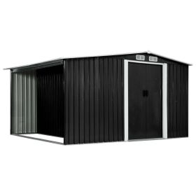 vidaXL Garden Shed with Sliding Doors Anthracite 129.7"x102"x70.1" Steel